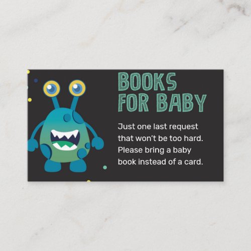 Blue Monster Bring a Book Card Baby Shower Game