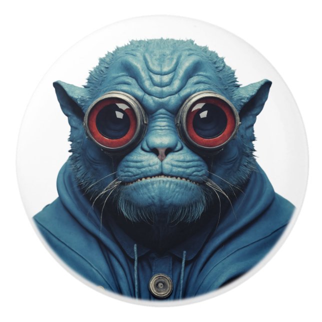 Blue Monster Ceramic Knob (Front)