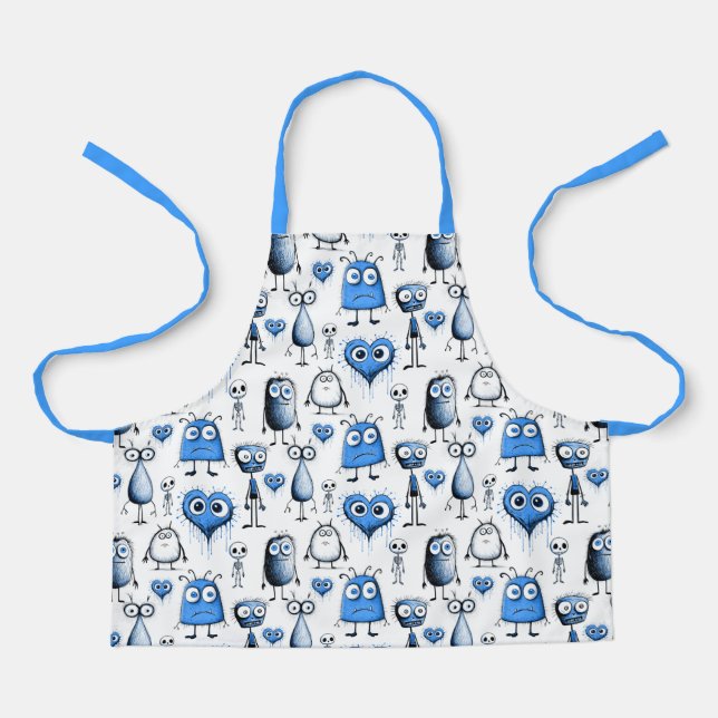 Blue Monster Children's Apron (Front)