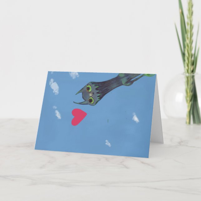 Blue Monster in Love Card (Front)