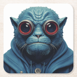 Blue Monster Square Paper Coaster