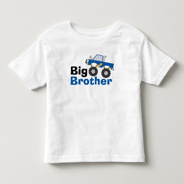 Blue Monster Truck Big Brother Toddler T-shirt (Front)