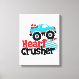 Blue Monster Truck Heart Crusher Valentine Canvas Print