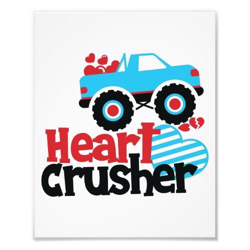 Blue Monster Truck Heart Crusher Valentine Photo Print