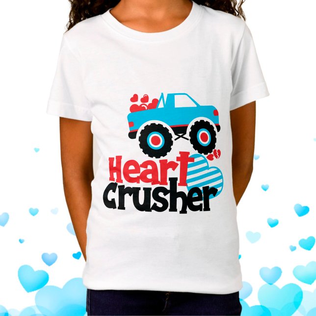 Blue Monster Truck Heart Crusher Valentine T-Shirt (Creator Uploaded)