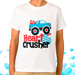 Blue Monster Truck Heart Crusher Valentine T-Shirt