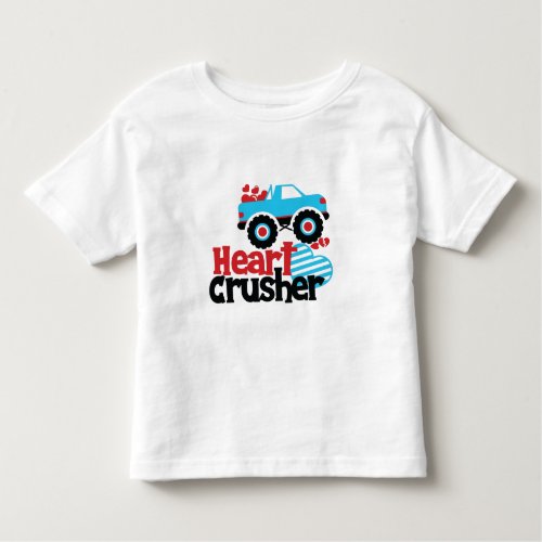 Blue Monster Truck Heart Crusher Valentine Toddler T_shirt