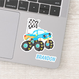 Blue Monster Truck Kids Contour Sticker
