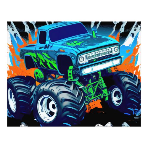 Blue Monster Truck Photo Print