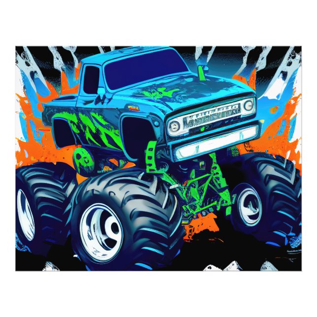 Blue Monster Truck Photo Print (Front)