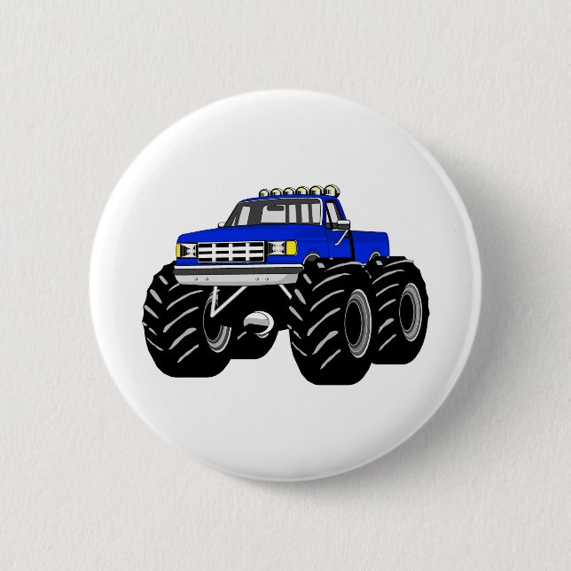 BLUE MONSTER TRUCK PINBACK BUTTON (Front)
