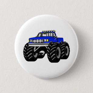 BLUE MONSTER TRUCK PINBACK BUTTON