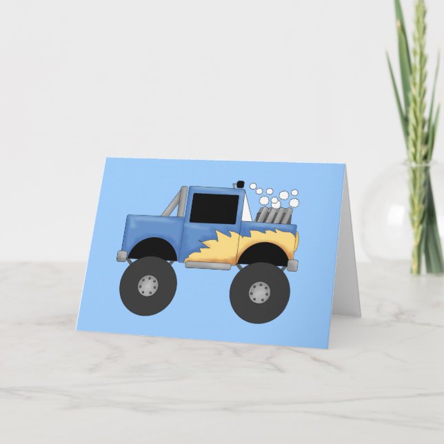 Blue Monster Truck Tshirts and Gifts Card (Front)