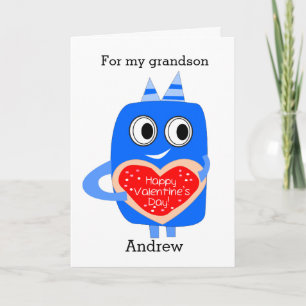Blue Monster Valentine Grandson Holiday Card