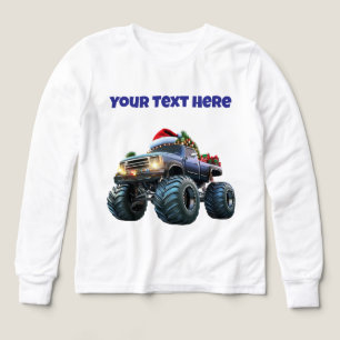 Blue Monster Xmas Truck- Editable Tri blend Tshirt