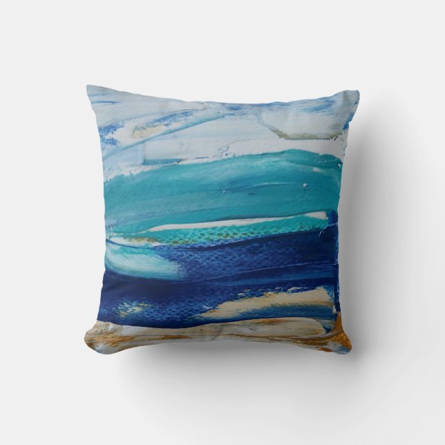 Blue Monticelli Art Throw Pillow (Front)