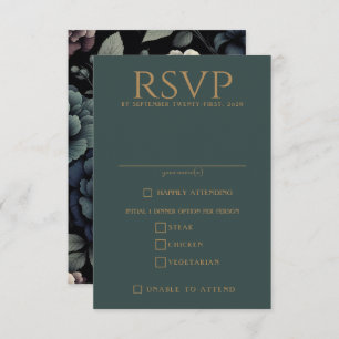Blue Moody Floral Food Choices RSVP Card