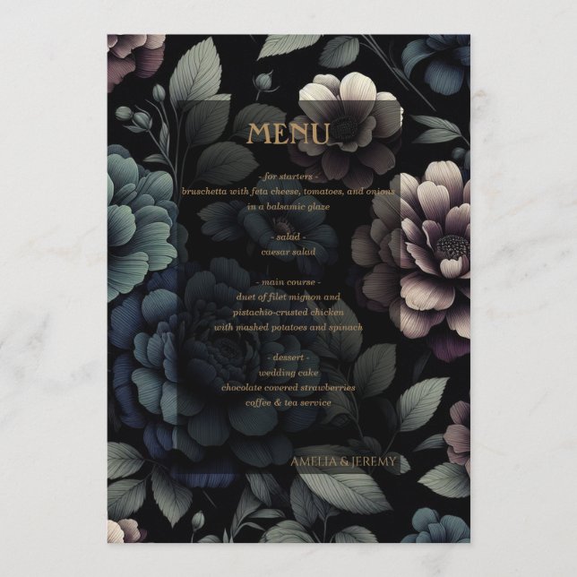 Blue Moody Floral Menu (Front)