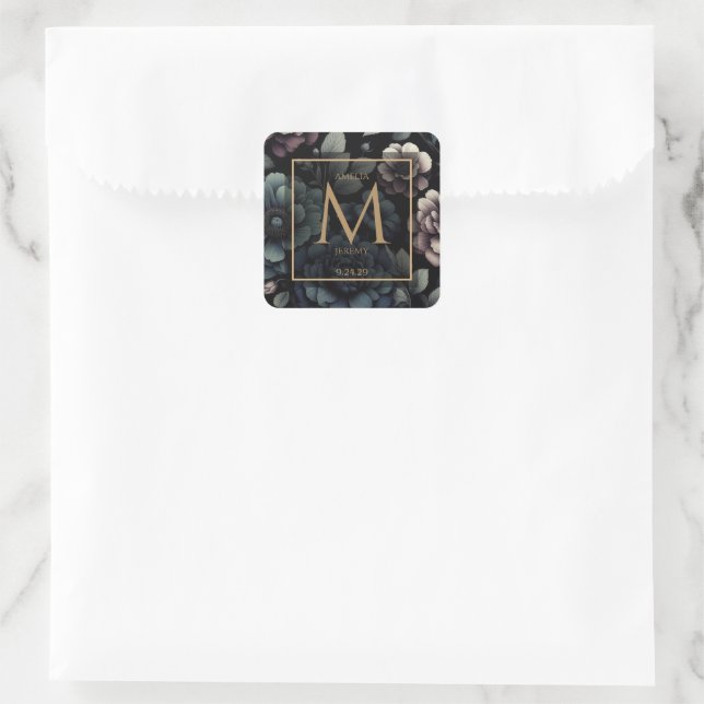 Blue Moody Floral Square Sticker (Bag)