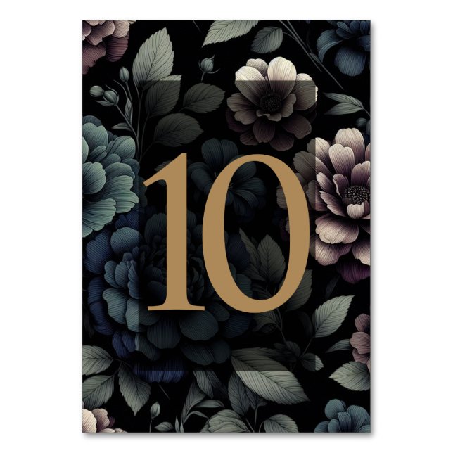Blue Moody Floral Table 10 Number (Front)