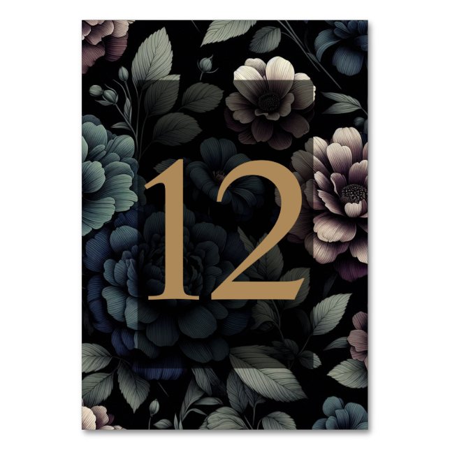 Blue Moody Floral Table 12 Number (Front)