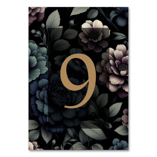 Blue Moody Floral Table 9 Number (Front)