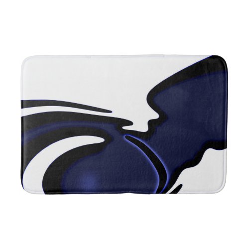 Blue Moon Abstract Blue White  Black Bath Mat