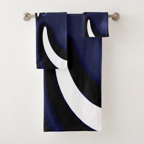 Blue Moon Abstract Blue White  Black Bath Towel Set