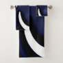 Blue Moon: Abstract Blue, White & Black Bath Towel Set