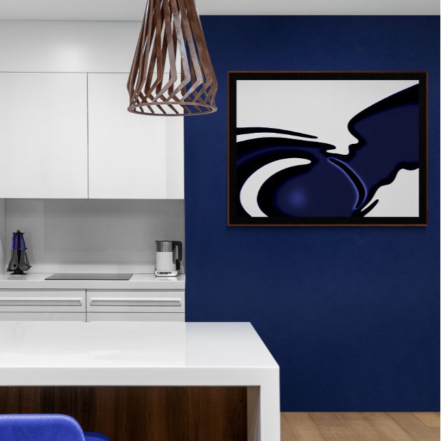 Blue Moon: Abstract Blue, White & Black Canvas Print (Creator Uploaded)