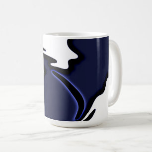 Blue Moon: Abstract Blue, White & Black Coffee Mug