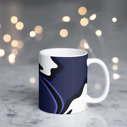 Blue Moon Abstract Blue White  Black Coffee Mug