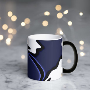 Blue Moon: Abstract Blue, White & Black Color Morph Mug