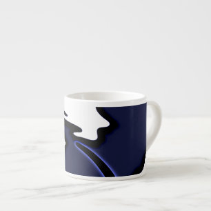 Blue Moon: Abstract Blue, White & Black Espresso Cup