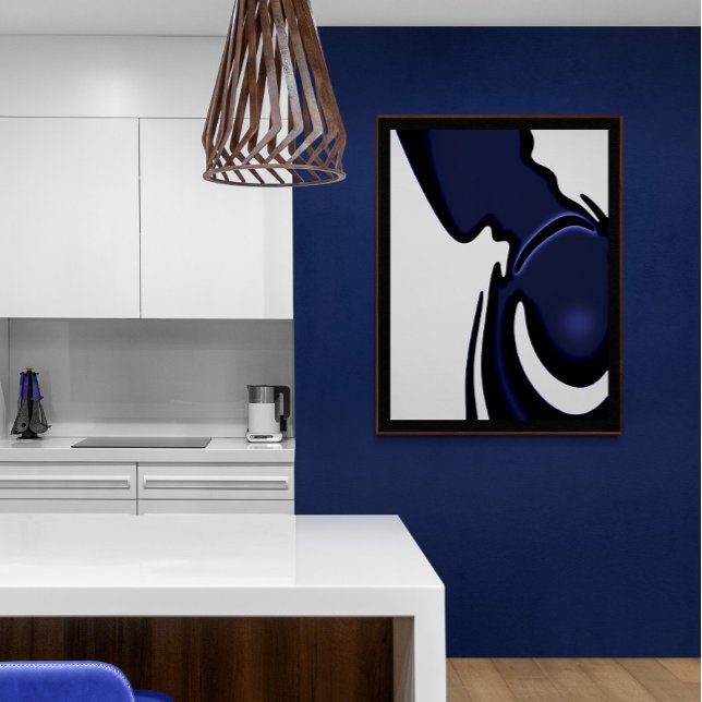 Blue Moon: Abstract Blue, White & Black Faux Canvas Print (Creator Uploaded)