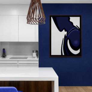 Blue Moon: Abstract Blue, White & Black Gallery Wrap