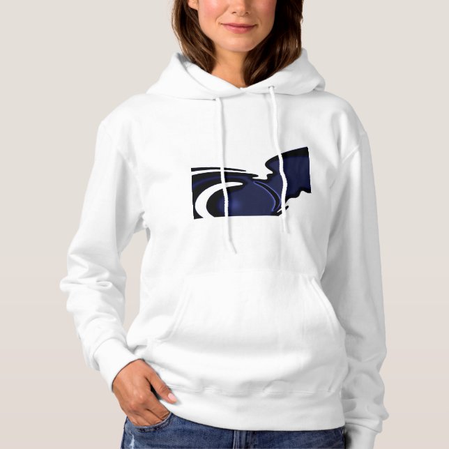Blue Moon: Abstract Blue, White & Black Hoodie (Front)
