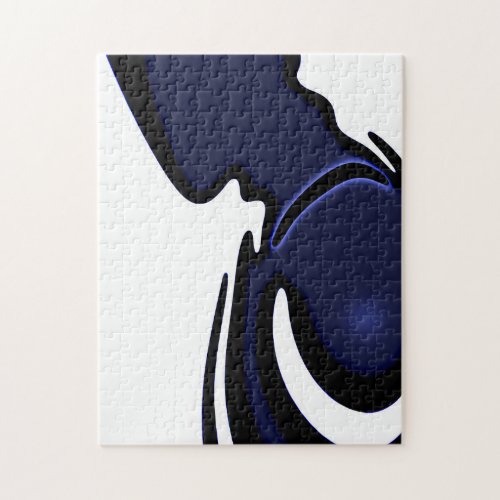 Blue Moon Abstract Blue White  Black Jigsaw Puzzle