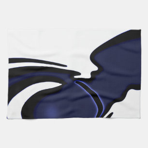 Blue Moon: Abstract Blue, White & Black Kitchen Towel