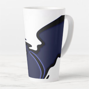 Blue Moon: Abstract Blue, White & Black Latte Mug