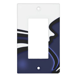 Blue Moon: Abstract Blue, White & Black Light Switch Cover