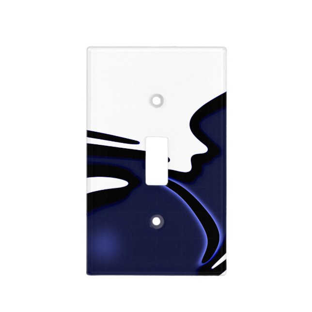 Blue Moon: Abstract Blue, White & Black Light Switch Cover (Front)