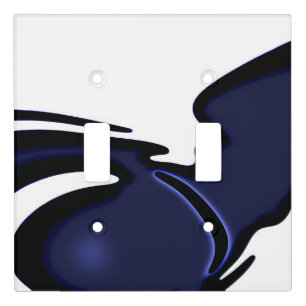 Blue Moon: Abstract Blue, White & Black Light Switch Cover