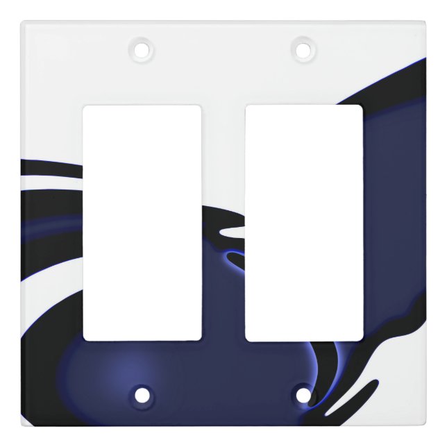 Blue Moon: Abstract Blue, White & Black Light Switch Cover (Front)