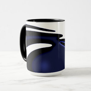 Blue Moon: Abstract Blue, White & Black Mug