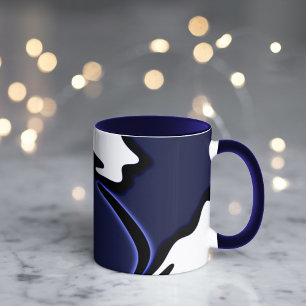 Blue Moon: Abstract Blue, White & Black Mug