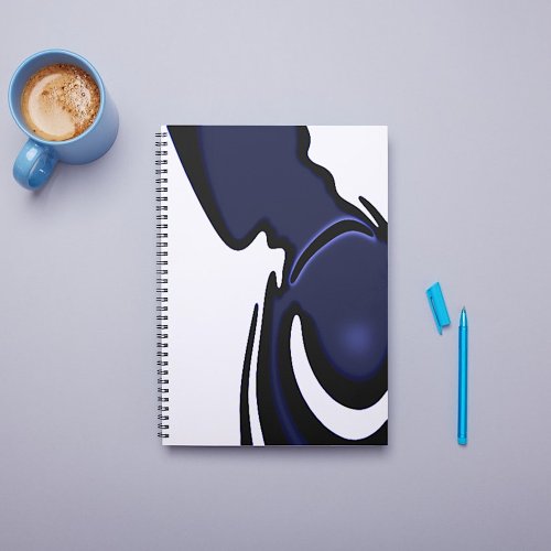 Blue Moon Abstract Blue White  Black Notebook