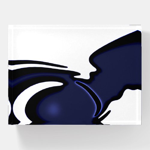 Blue Moon Abstract Blue White  Black Paperweight