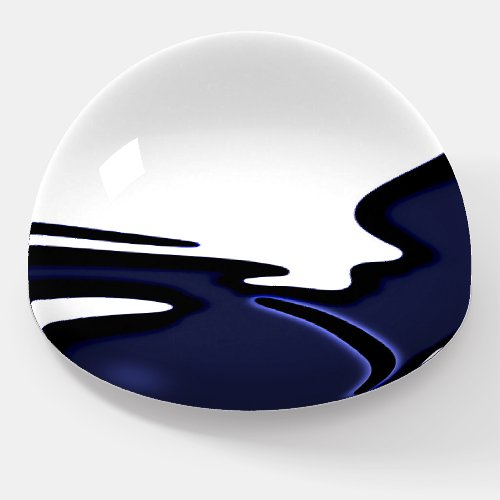Blue Moon Abstract Blue White  Black Paperweight