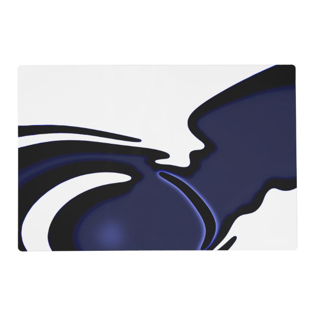 Blue Moon: Abstract Blue, White & Black Placemat (Front)